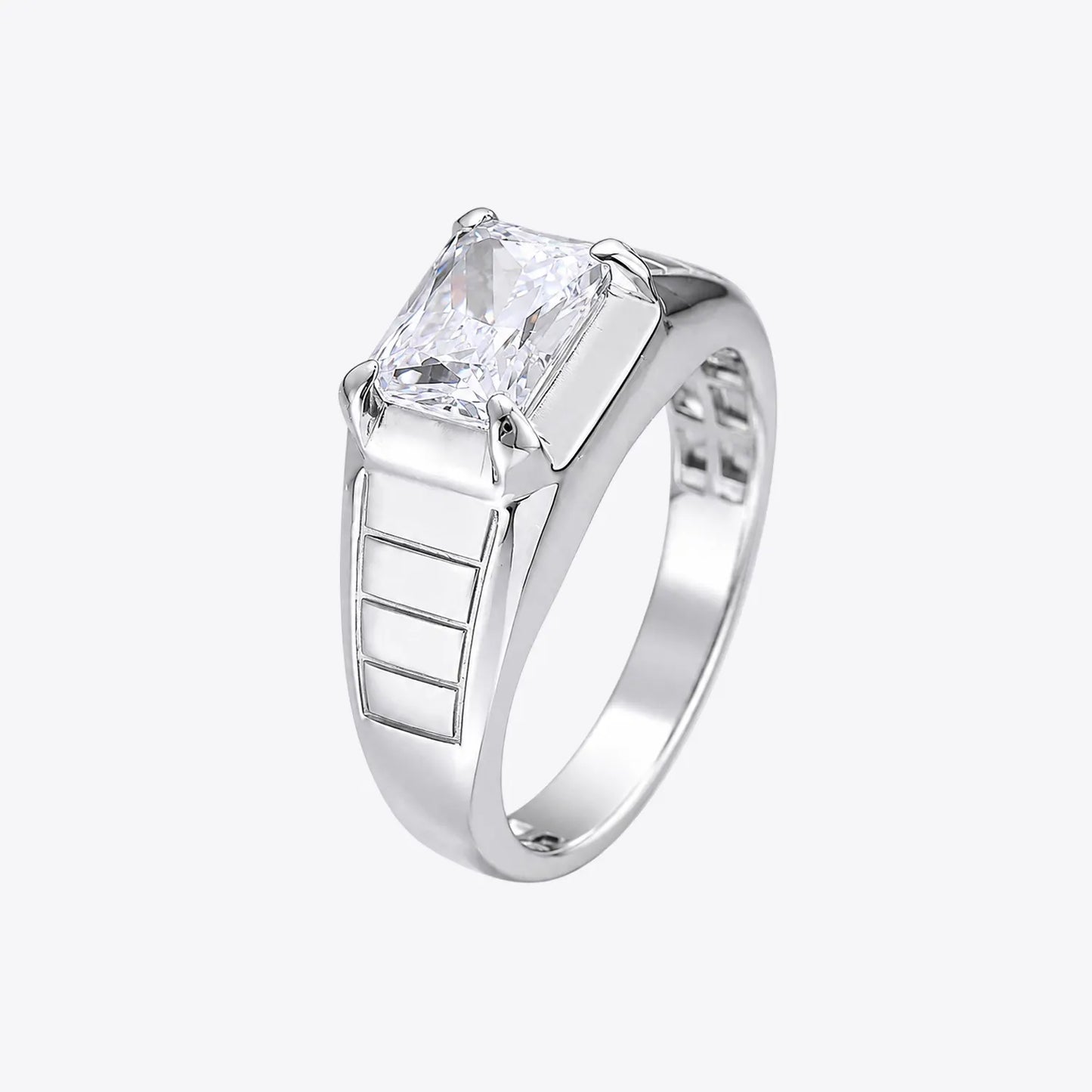 The Alencia Urban Segmented Solitaire Silver Ring image 2