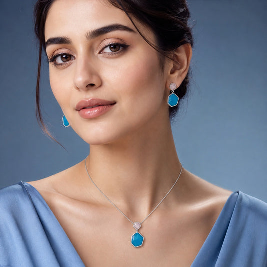 Aqua Prism Pendant & Earring Set image 1