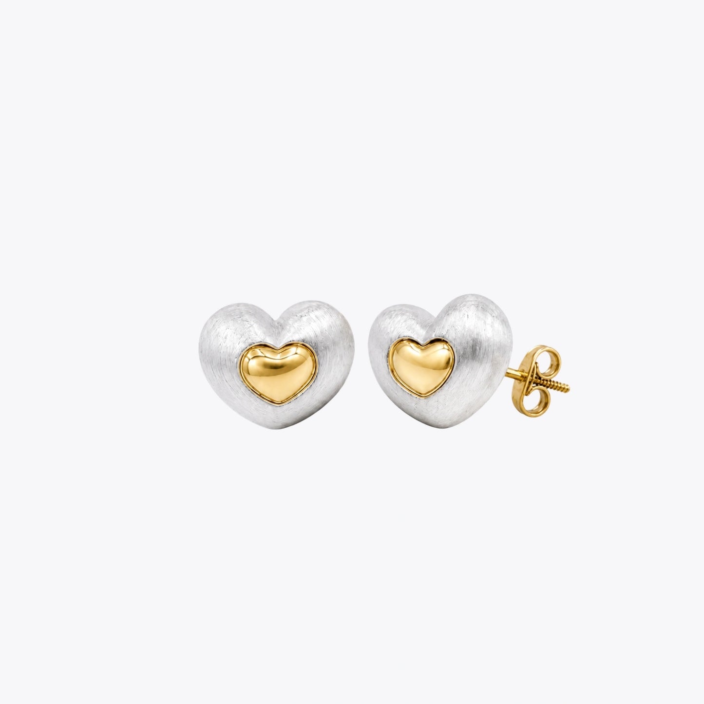 Two-Tone Heart Stud Earrings image 2