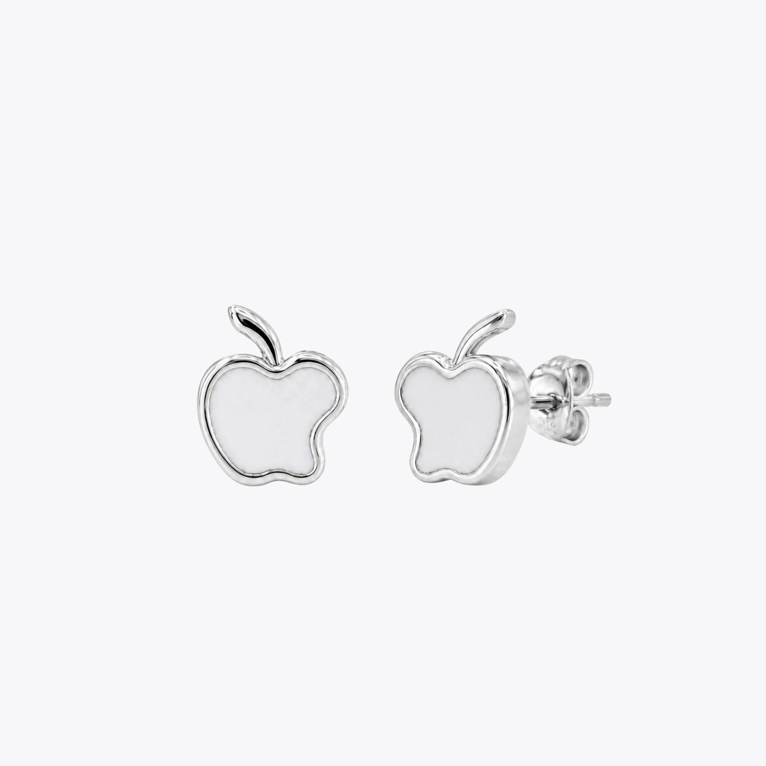 Apple Charm Silver Stud Earrings image 2