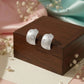 Silver Textured Floral Huggie Earrings image 0
