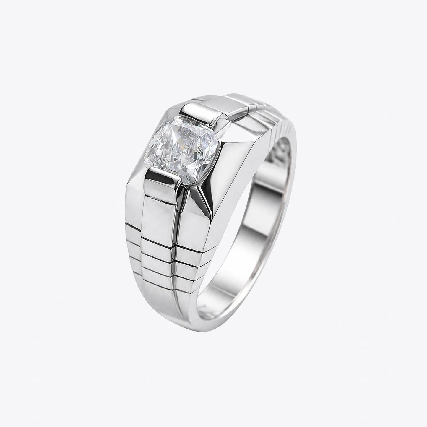 The Alencia Urban Block Solitaire Silver Ring image 2