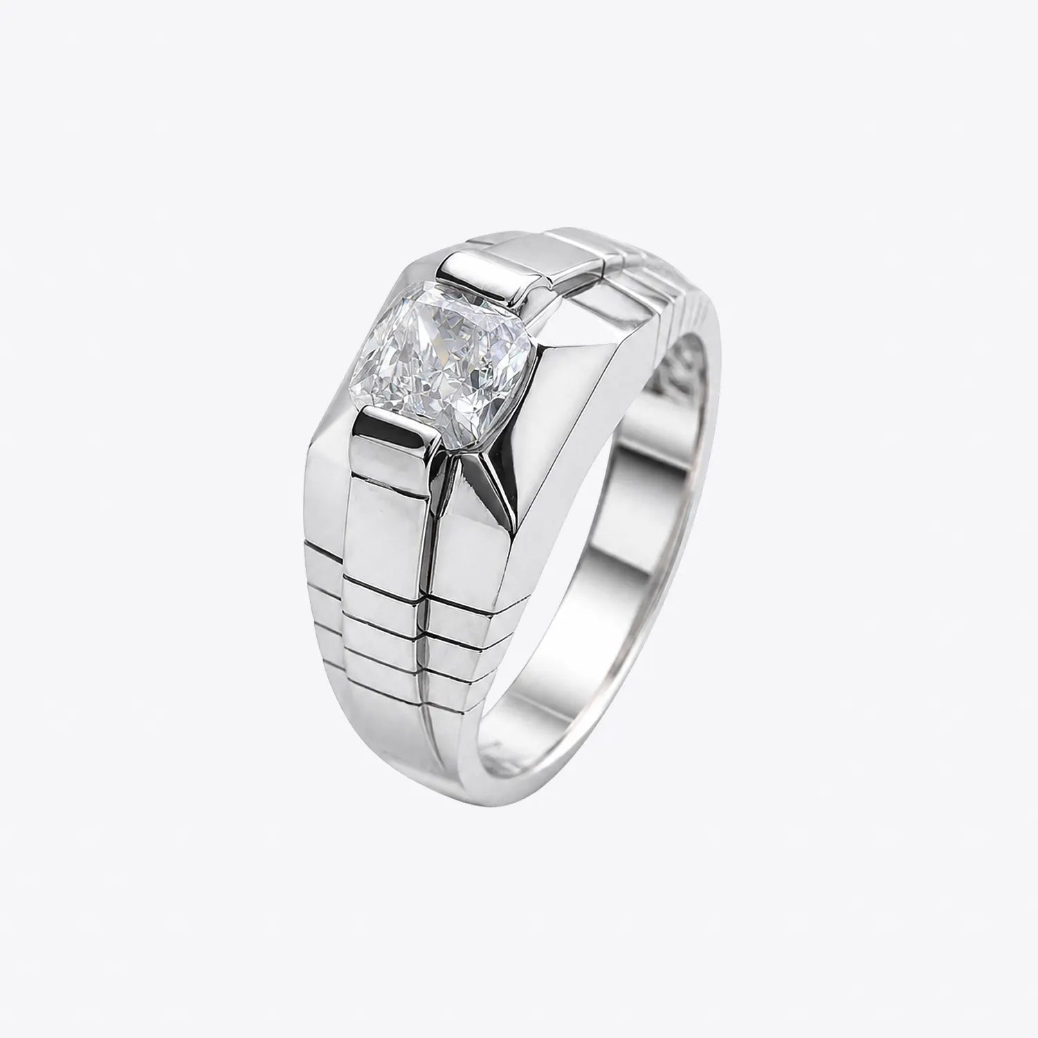 The Alencia Urban Block Solitaire Silver Ring image 2