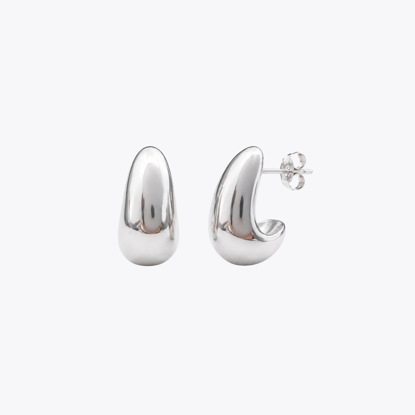 Chunky Silver Huggie Hoop Earrings image 2