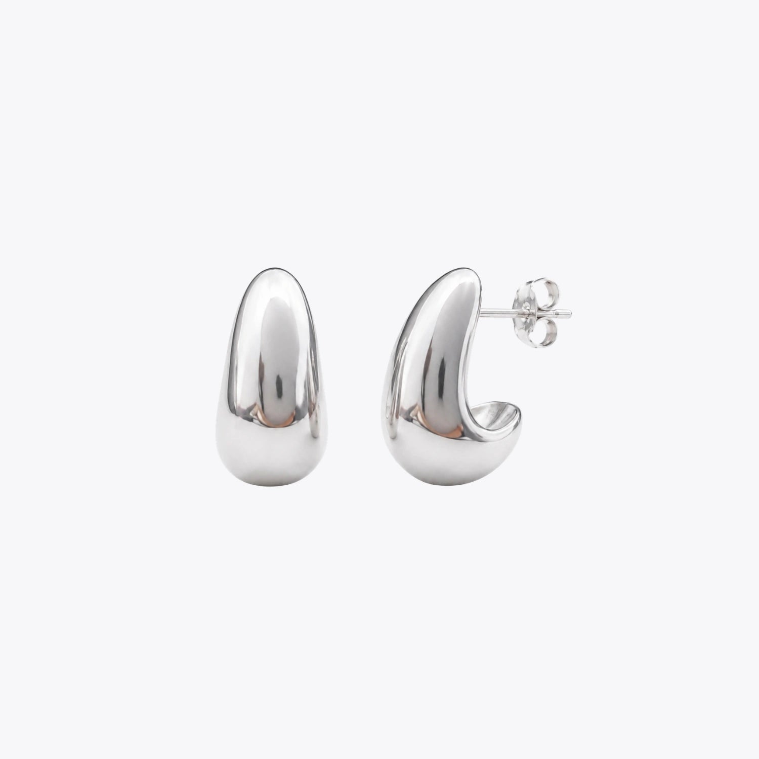 Chunky Silver Huggie Hoop Earrings image 2