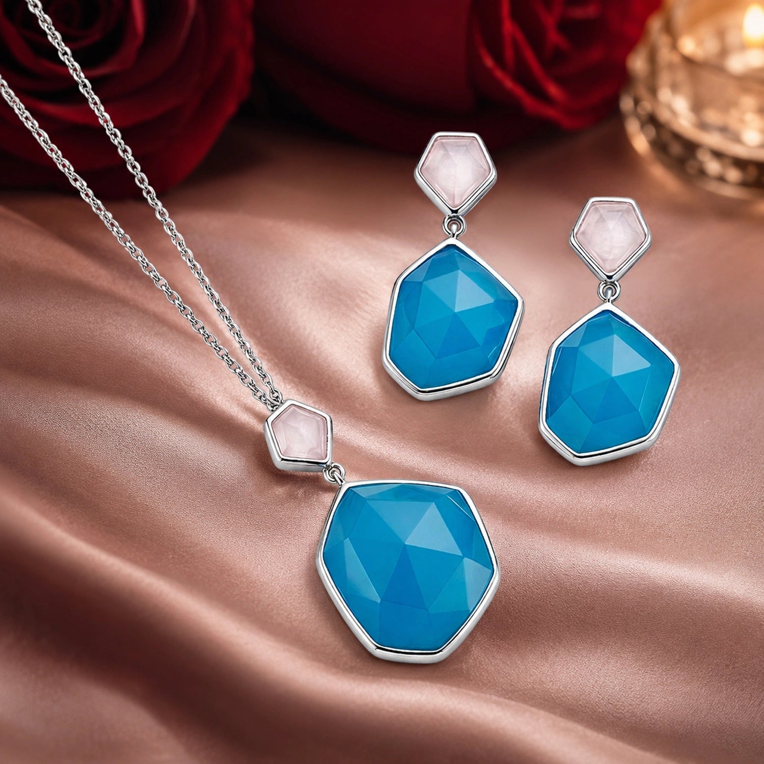 Aqua Prism Pendant &amp; Earring Set image 0