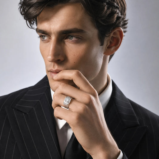 The Alencia Urban Grooved Solitaire Silver Ring image 1