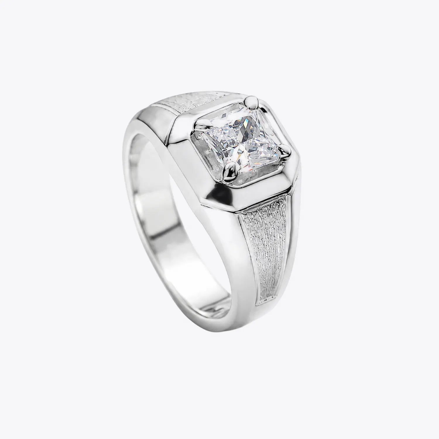 The Alencia Urban Brushed Solitaire Silver Ring image 2