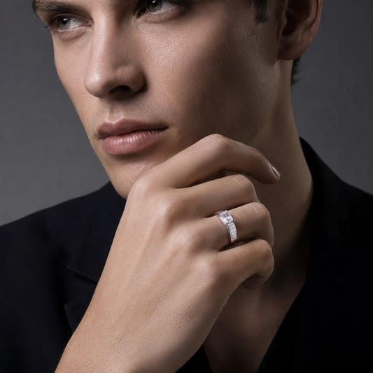 The Alencia Urban Segmented Solitaire Silver Ring image 1