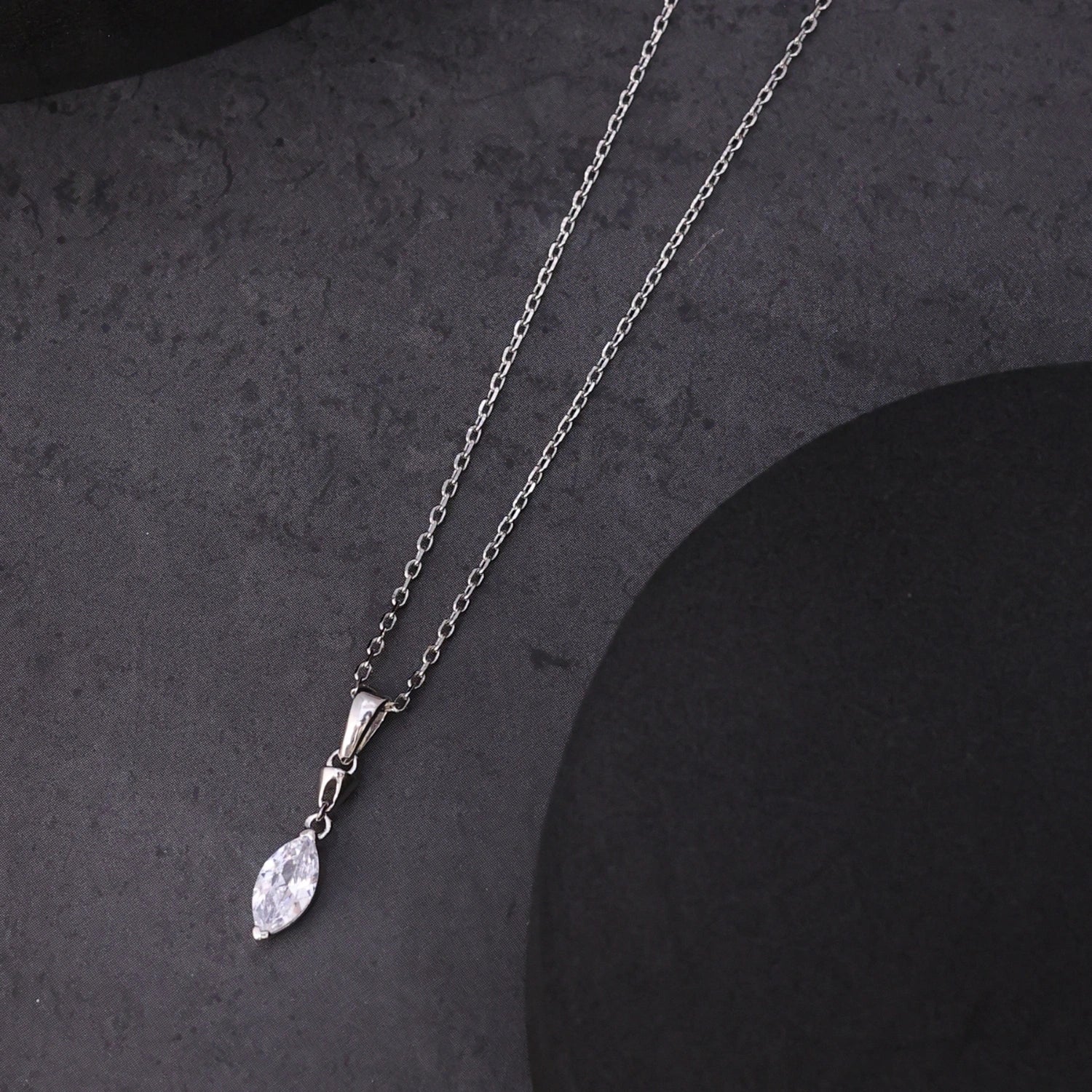 Marquise Solitaire Silver Pendant Necklace image 0
