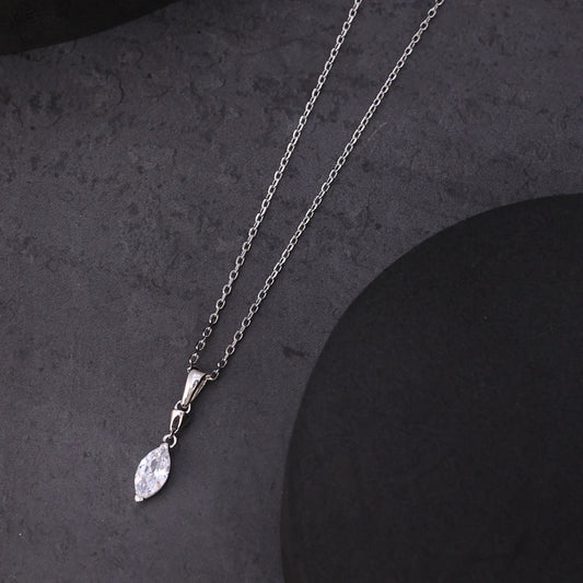 Marquise Solitaire Silver Pendant Necklace image 0