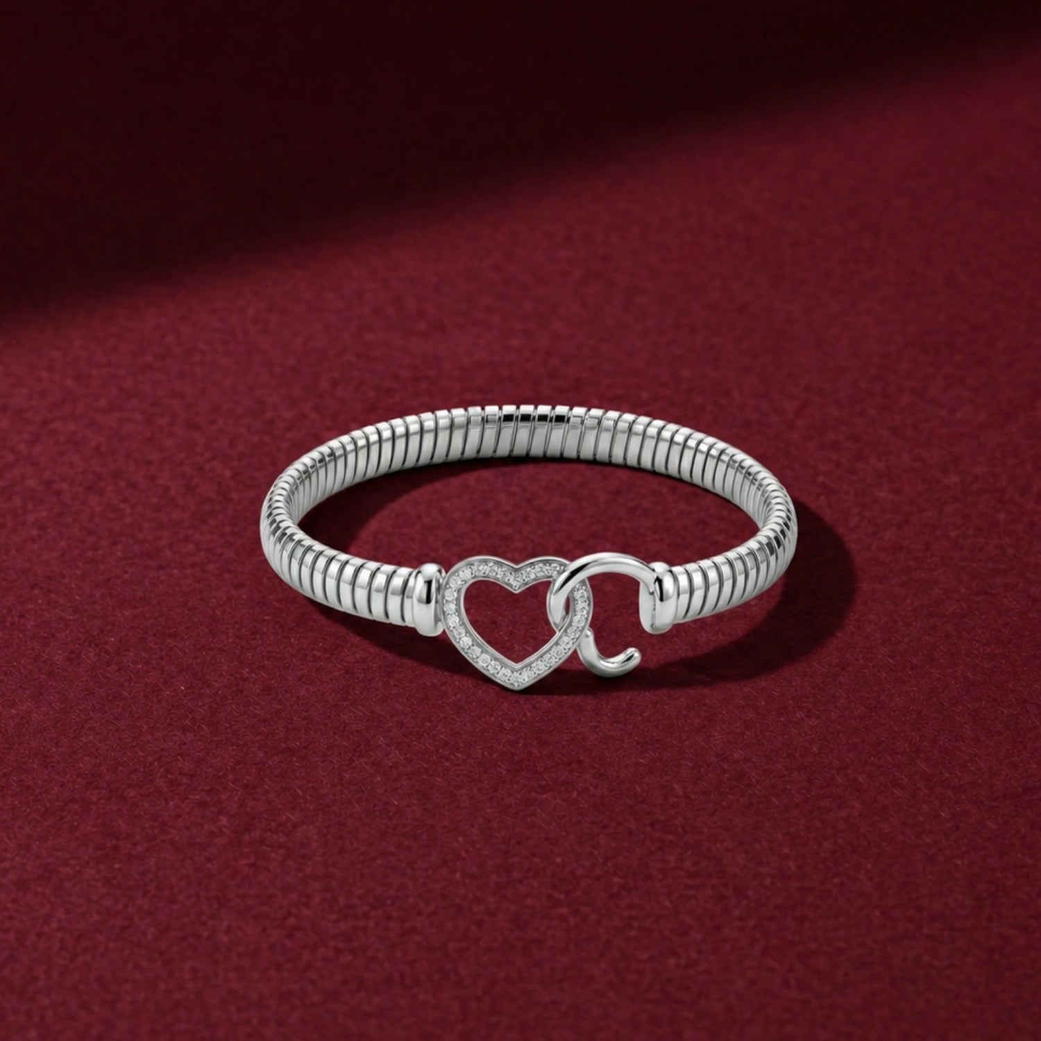 Silver Heart Charm Link Bracelet image 0
