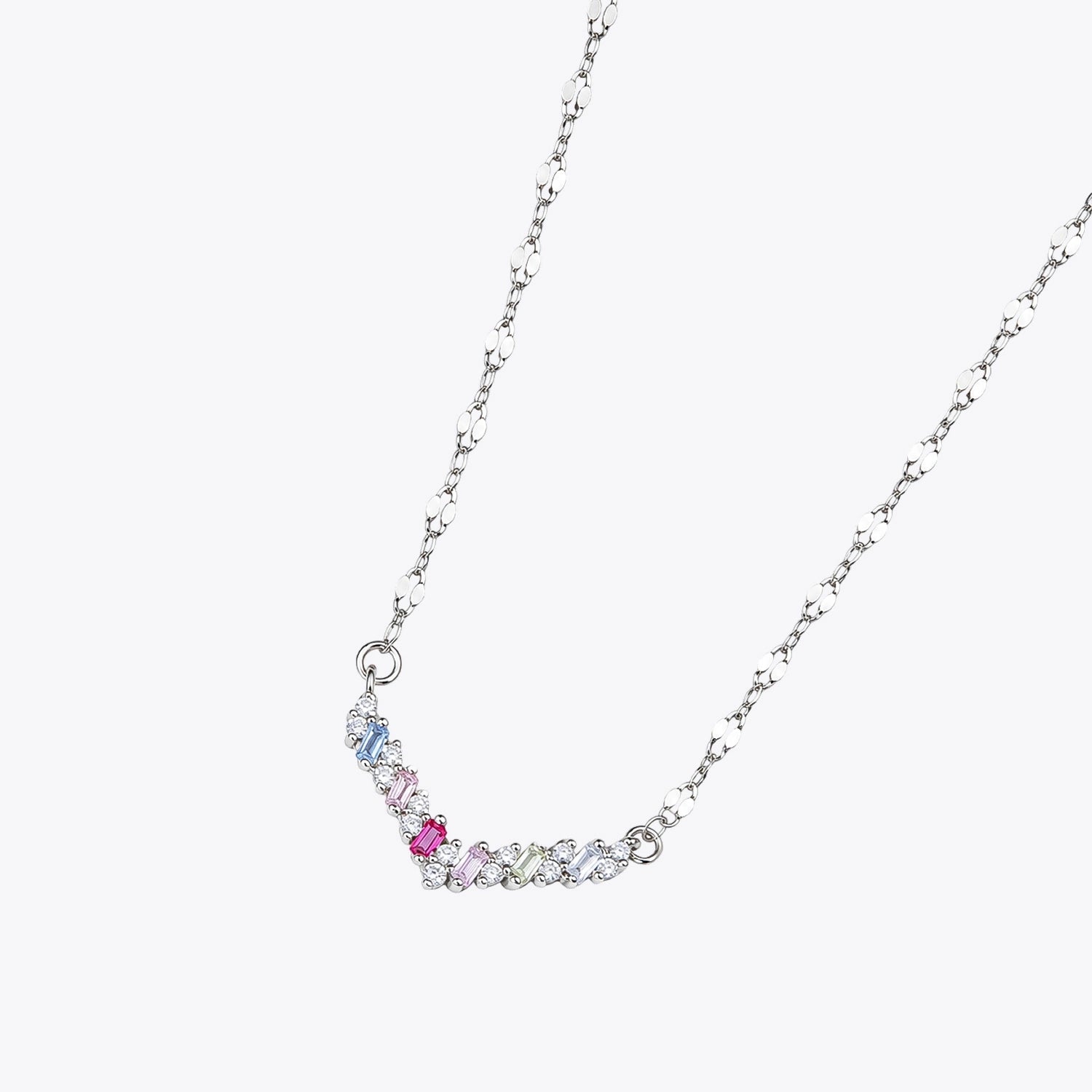 The Alencia Urban Pastel Chevron Bar Silver Necklace image 2