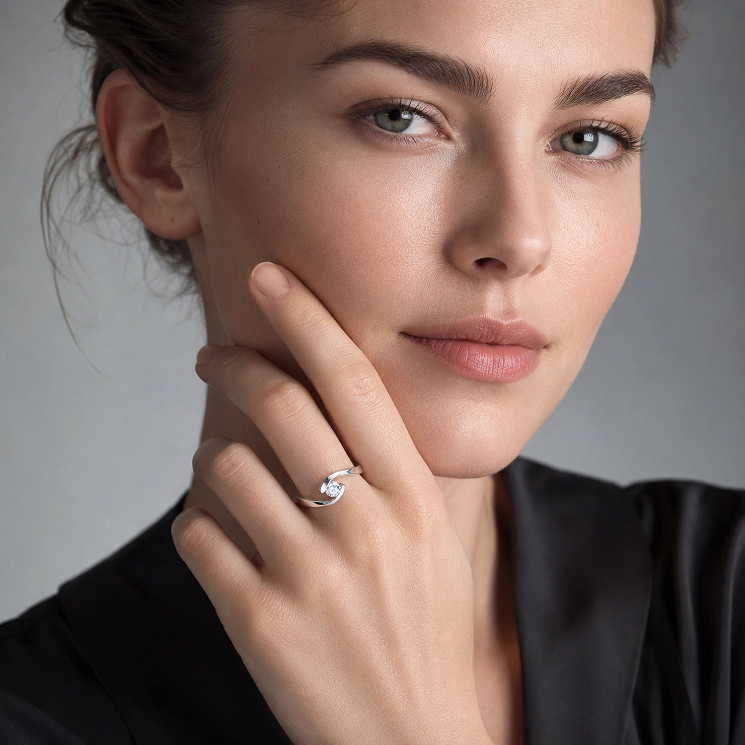 The Alencia Urban Serenade Spiral Bypass Solitaire Ring image 1