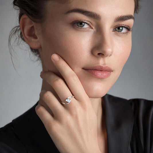 The Alencia Urban Serenade Spiral Bypass Solitaire Ring image 1