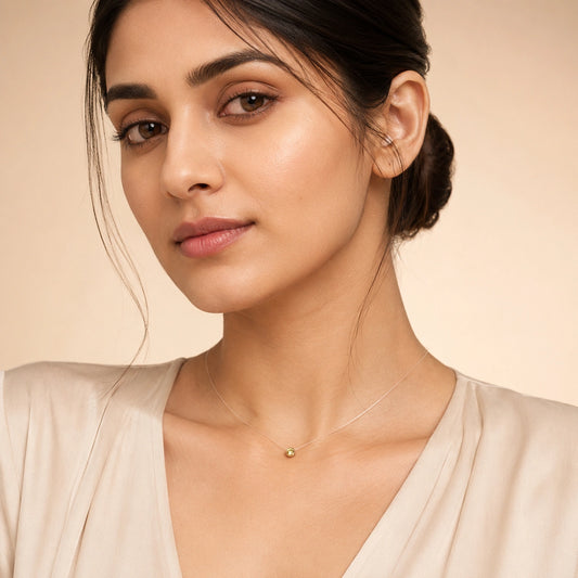 Golden Glow Solitaire Invisible Necklace image 1