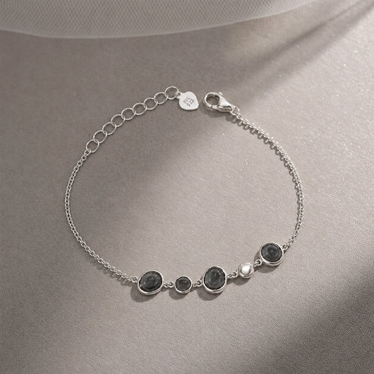 Black Stone 925 Silver Chain Bracelet image 0