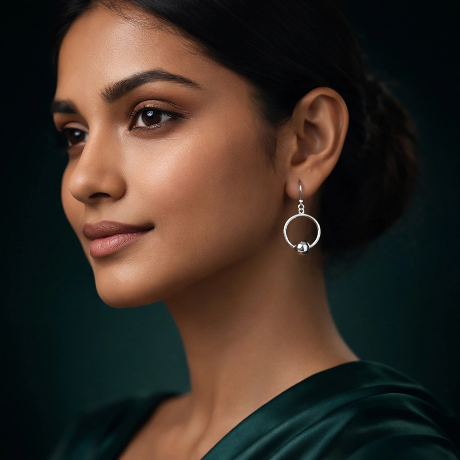 Silver Orbit Ball Drop Earrings image 1