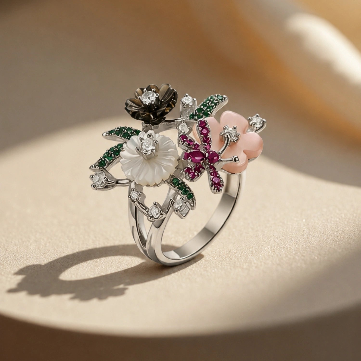 Enchanted Garden Floral Statement Ring image 0