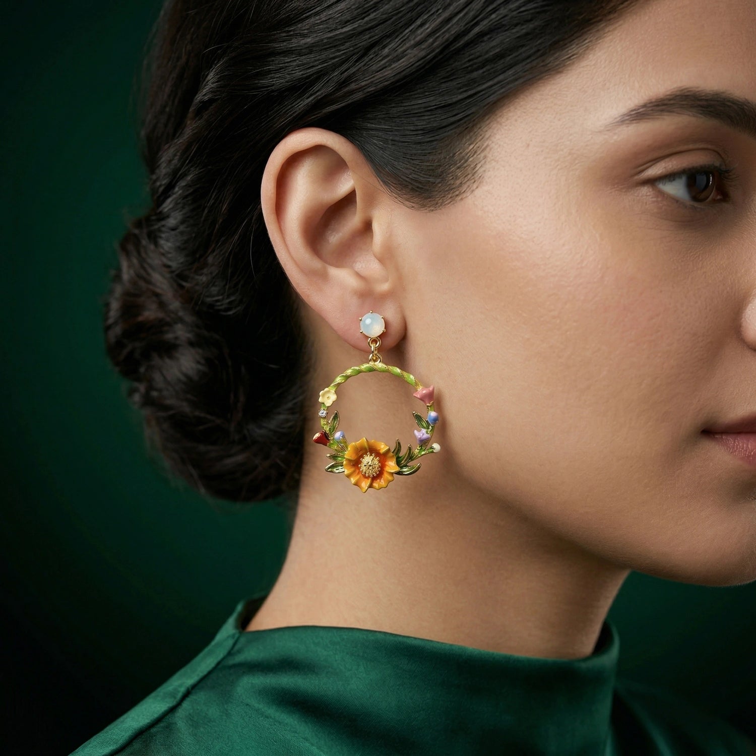 Garden Bloom Floral Hoop Earrings image 1