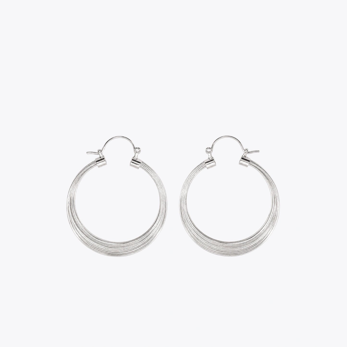 Silver Multi-Layer Hoop Earrings image 2