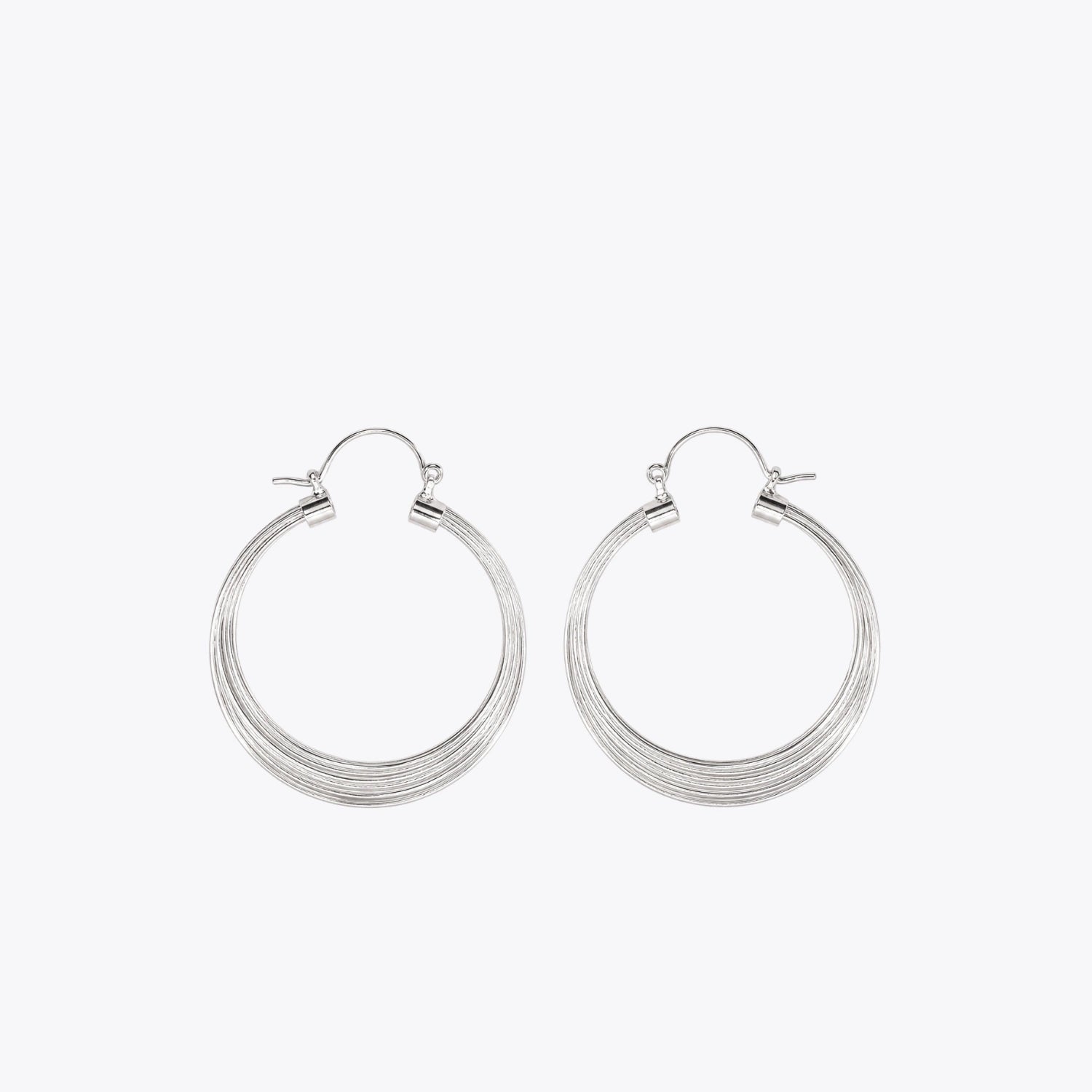 Silver Multi-Layer Hoop Earrings image 2