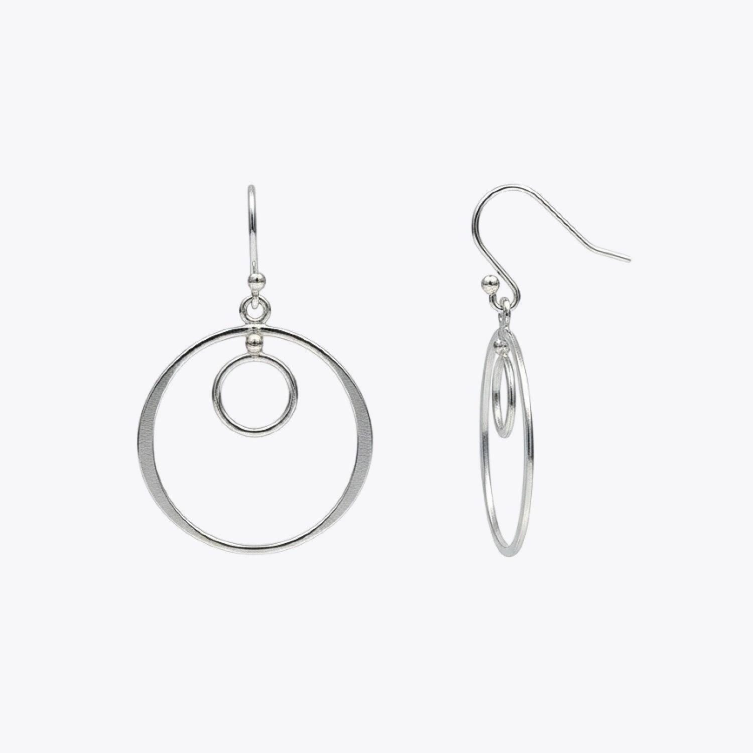 Silver Double Circle Drop Earrings image 2