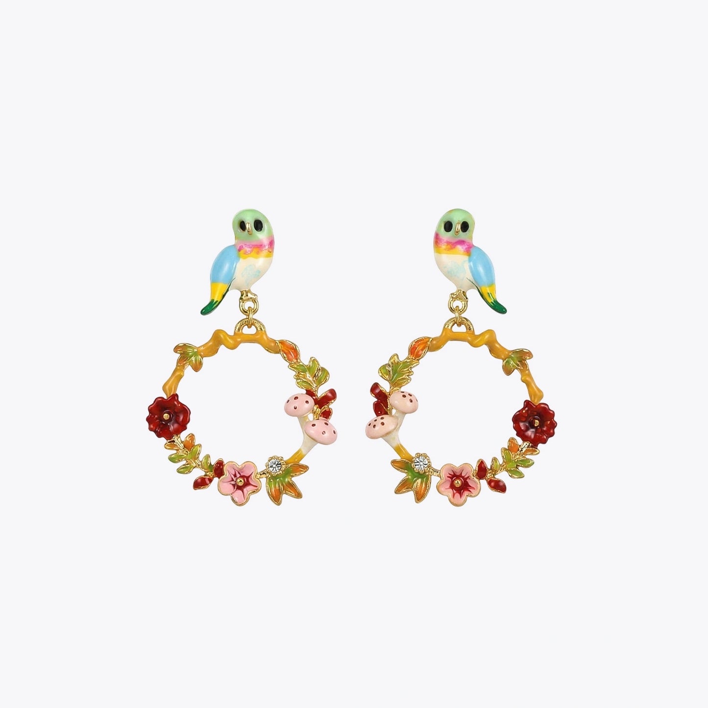 Enchanted Bird Garden Hoop Earrings image 2