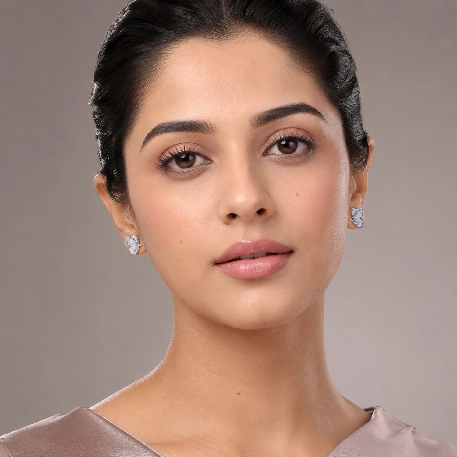 Butterfly Silver Stud Earrings image 1