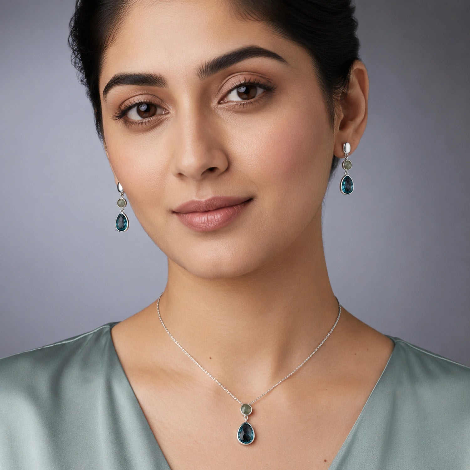 Sky Blue &amp; Sunshine Drop Silver Set image 1