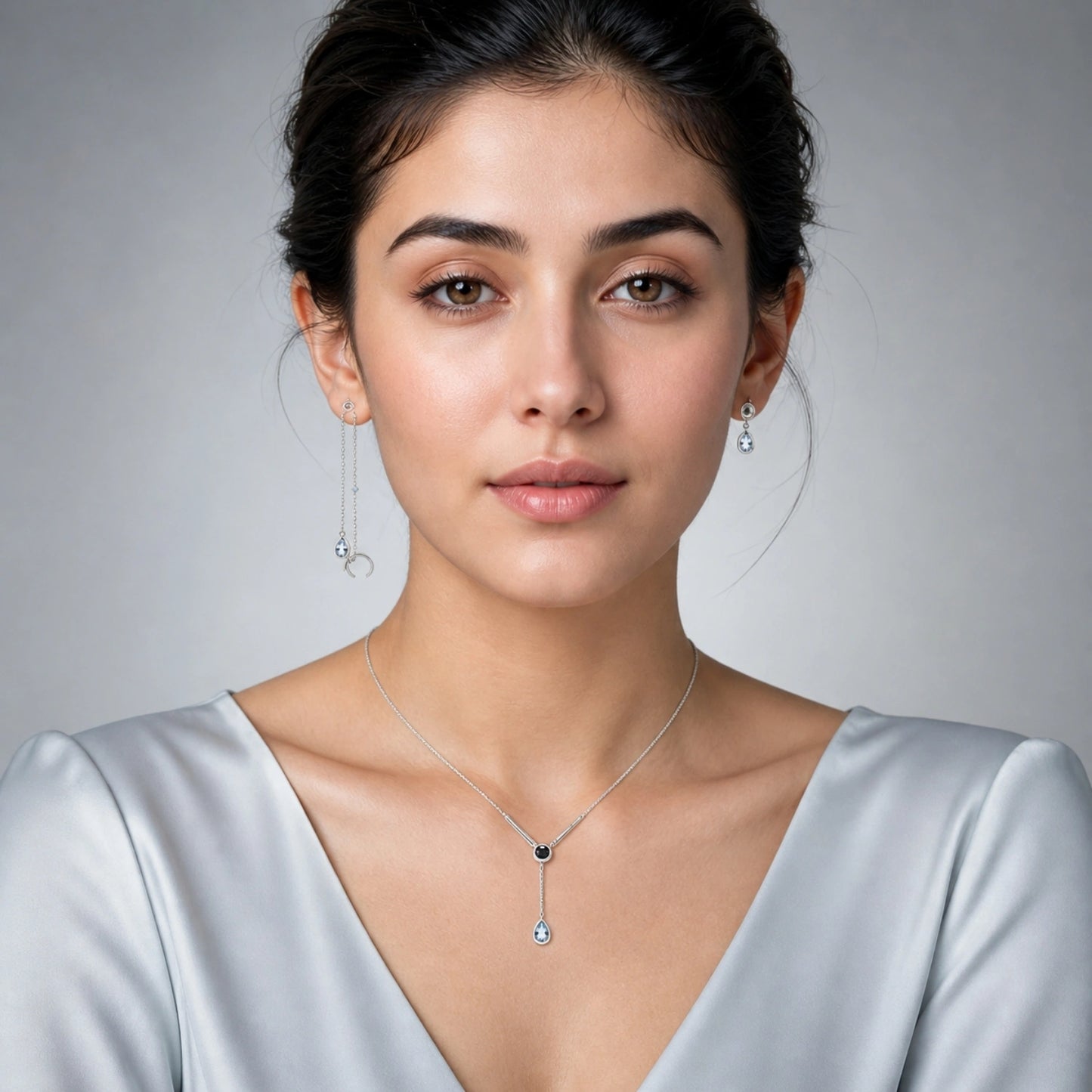 Silver Lunar Drop Jewellery Set image 1
