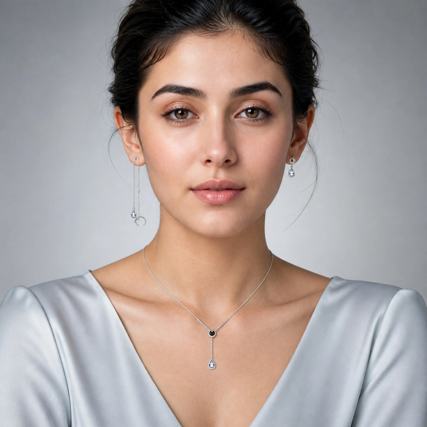 Silver Lunar Drop Jewellery Set image 1