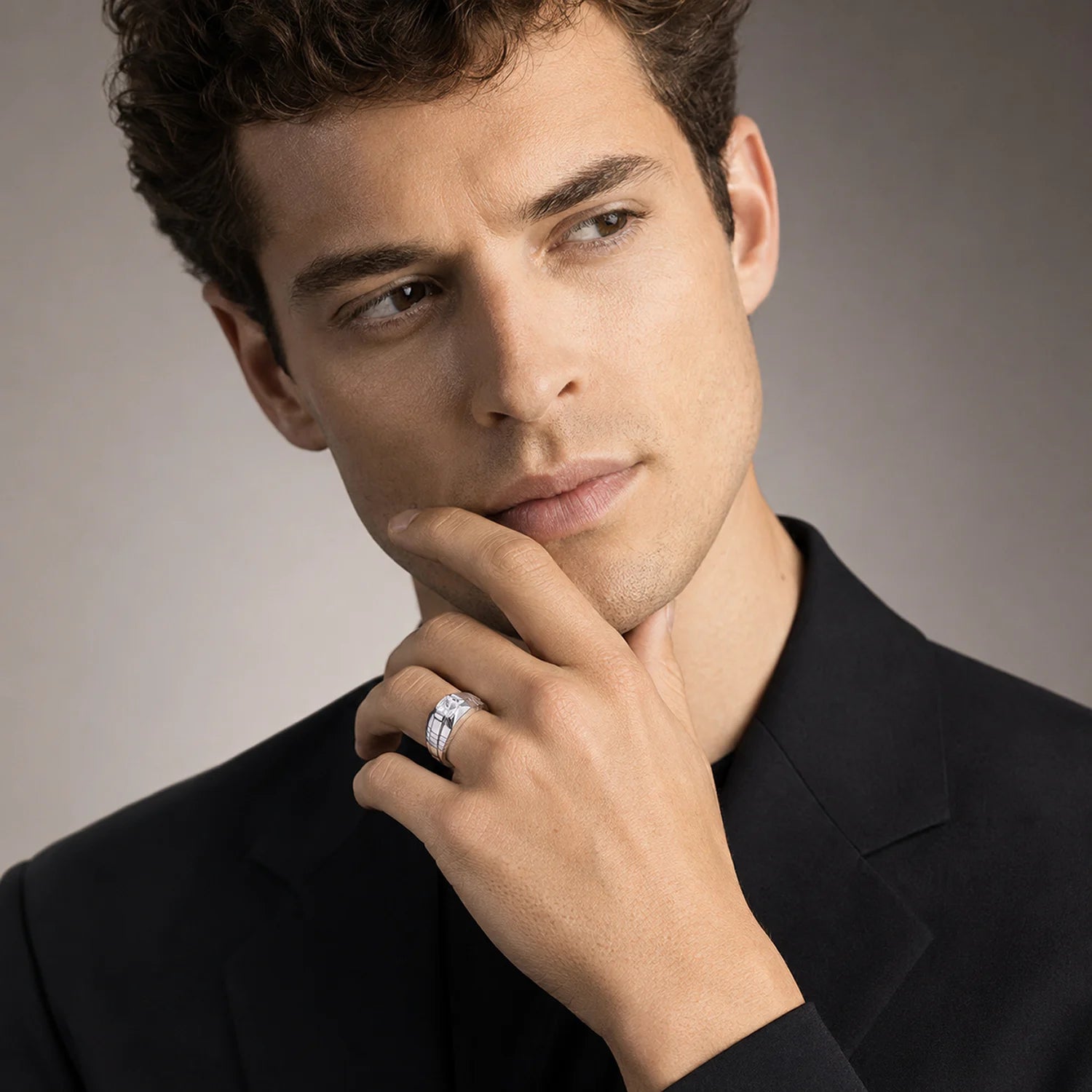 The Alencia Urban Block Solitaire Silver Ring image 1