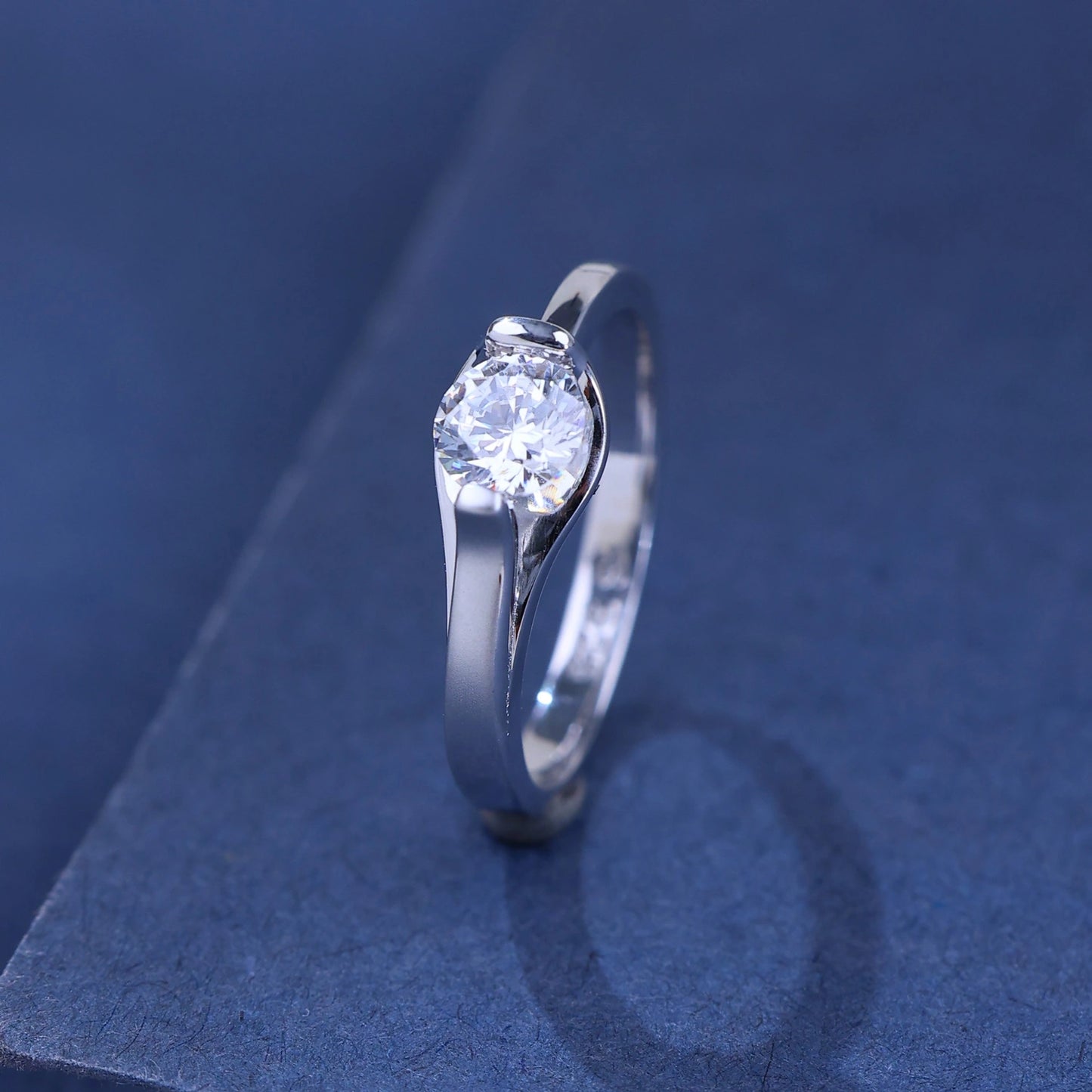 The Alencia Urban Serenade Ribbon Bypass Solitaire Ring image 0