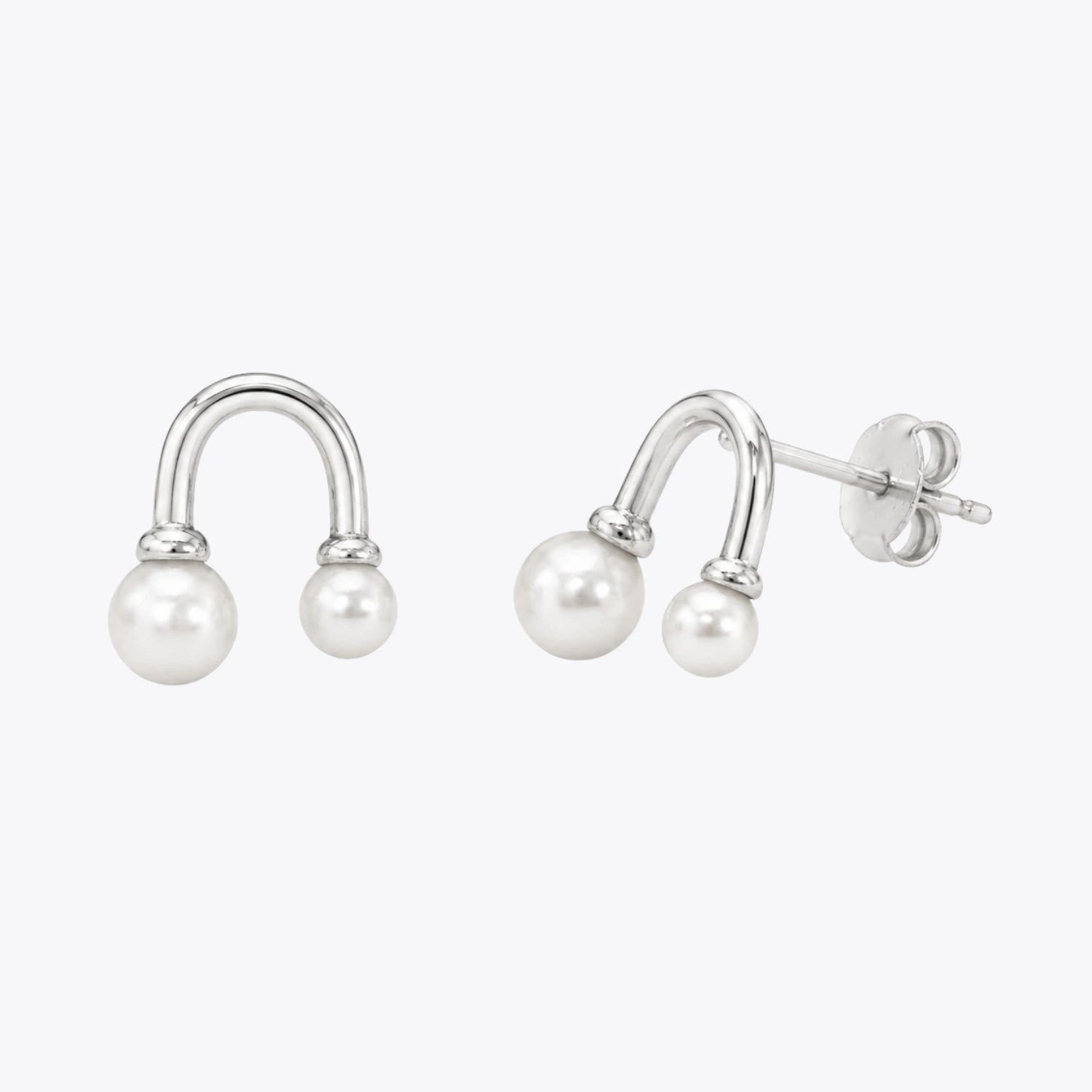 Pearl Arc Stud Earrings image 2