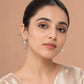 Silver Oval Hoop Ball Drop Earrings image 1