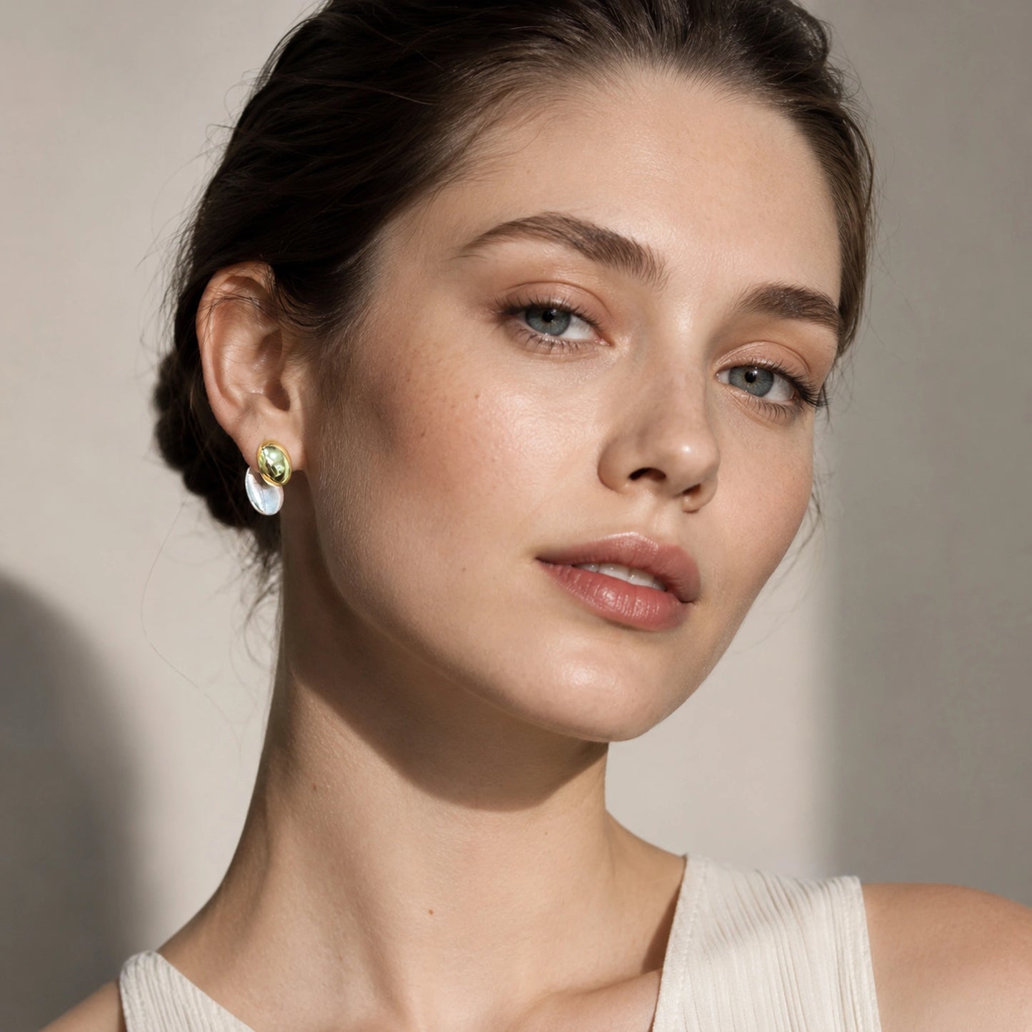 Two-Tone Oval Stud Earrings image 1