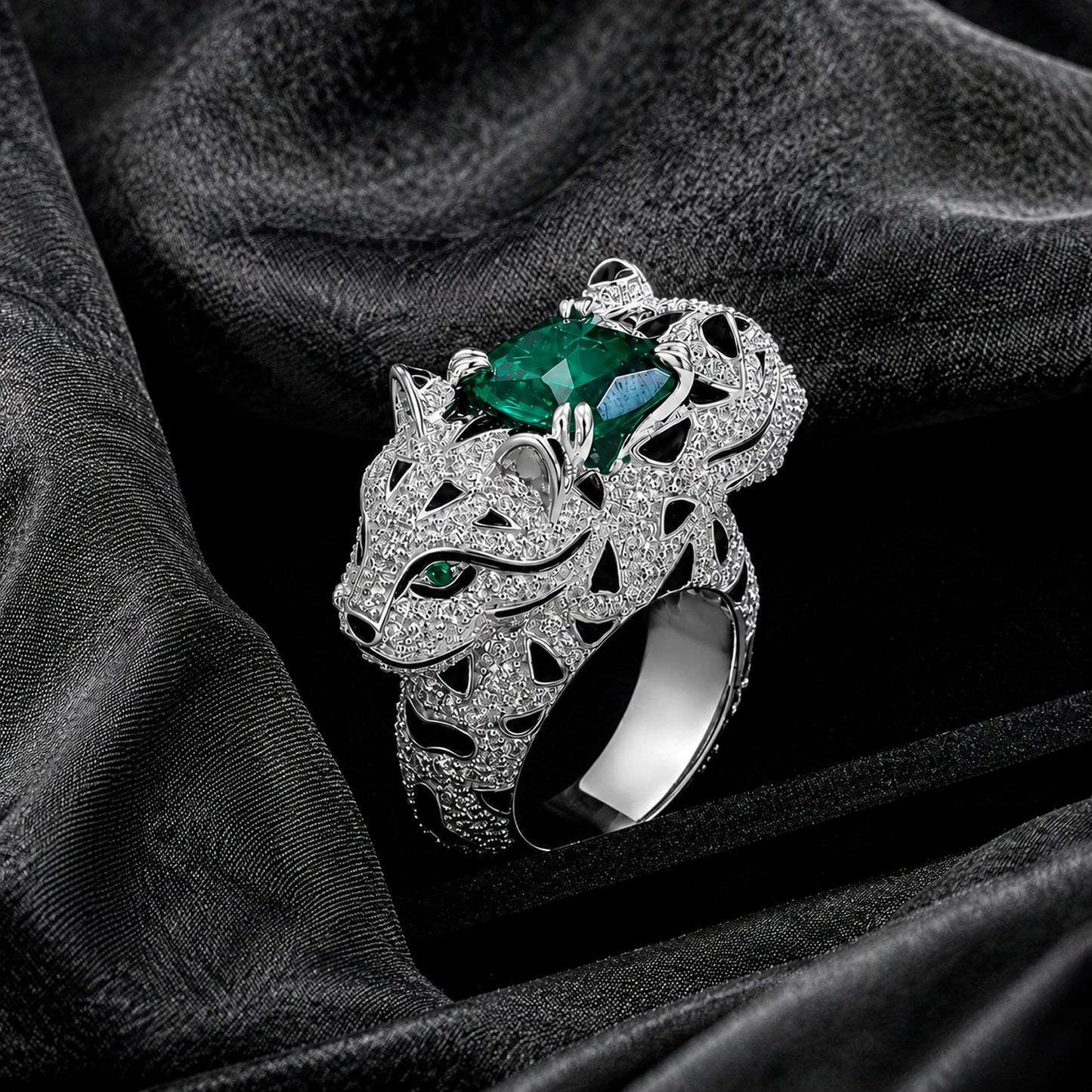 Alencia Emerald Panther Statement Ring image 0