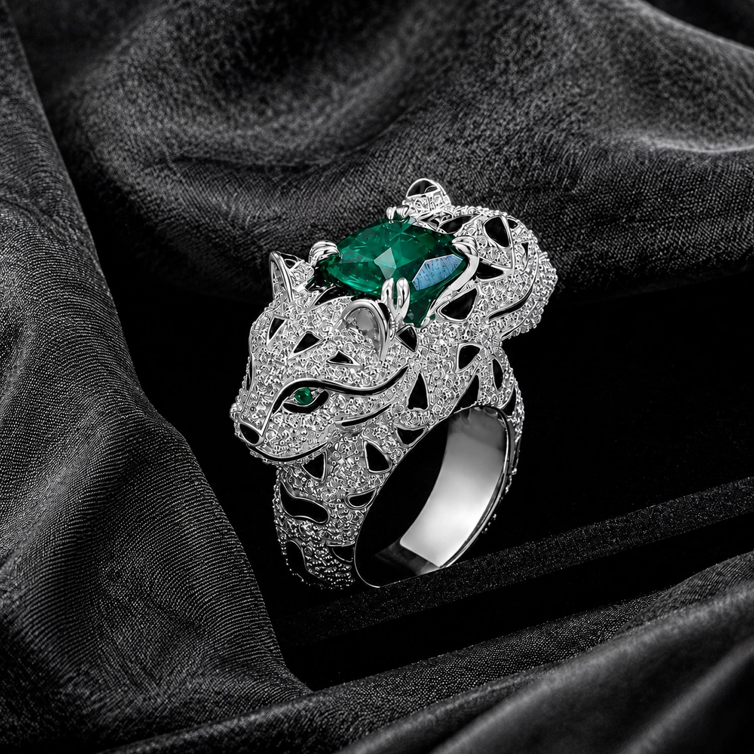 Alencia Emerald Panther Statement Ring image 0