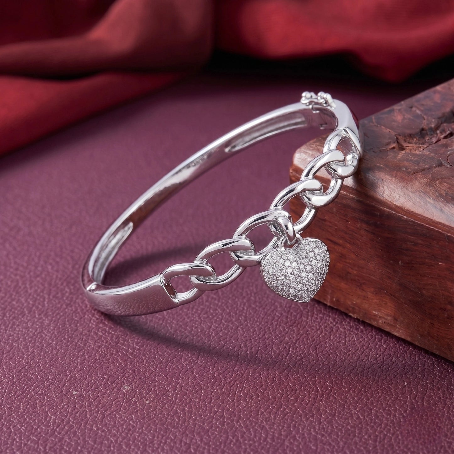 Silver Heart Charm Link Bracelet image 0