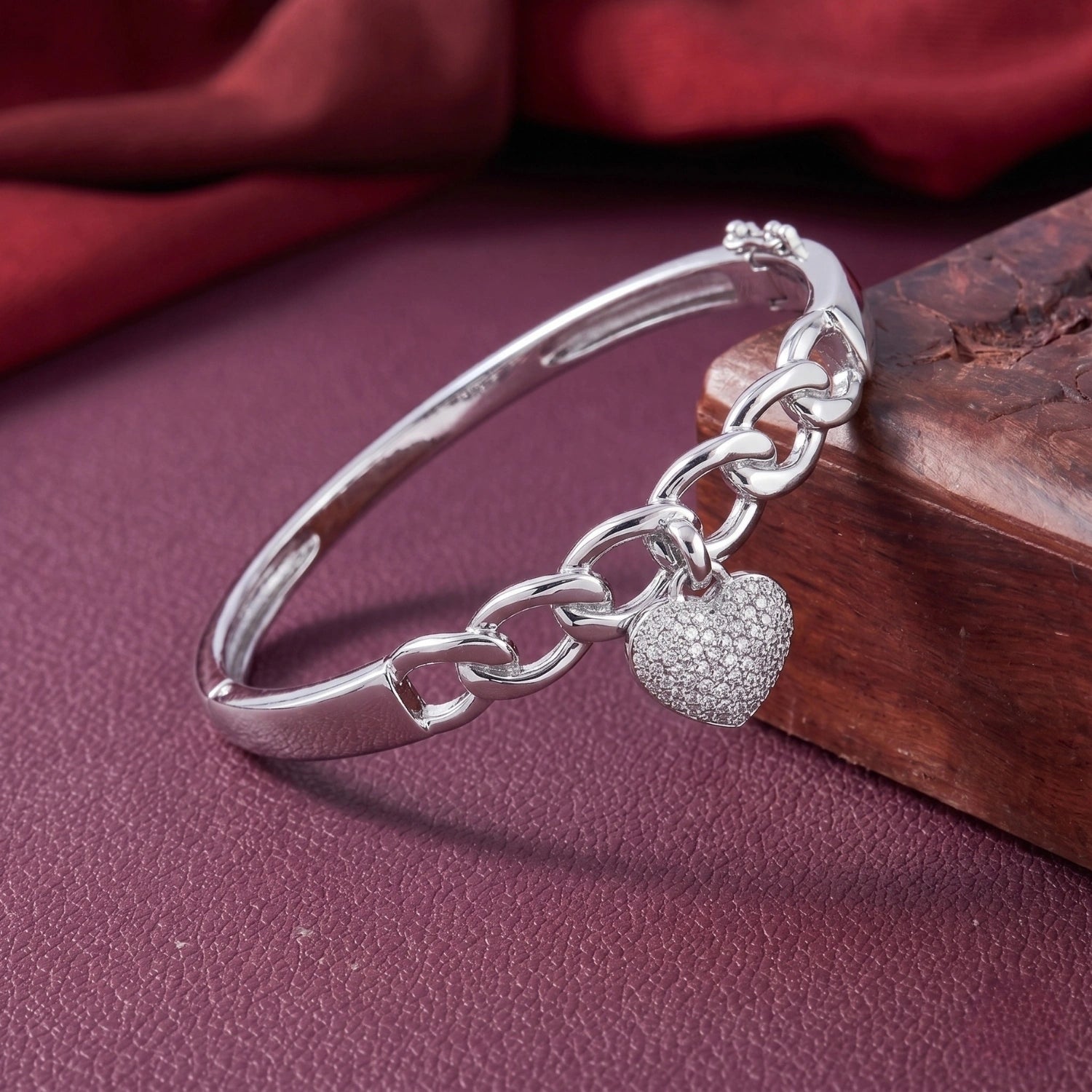 Silver Heart Charm Link Bracelet image 0
