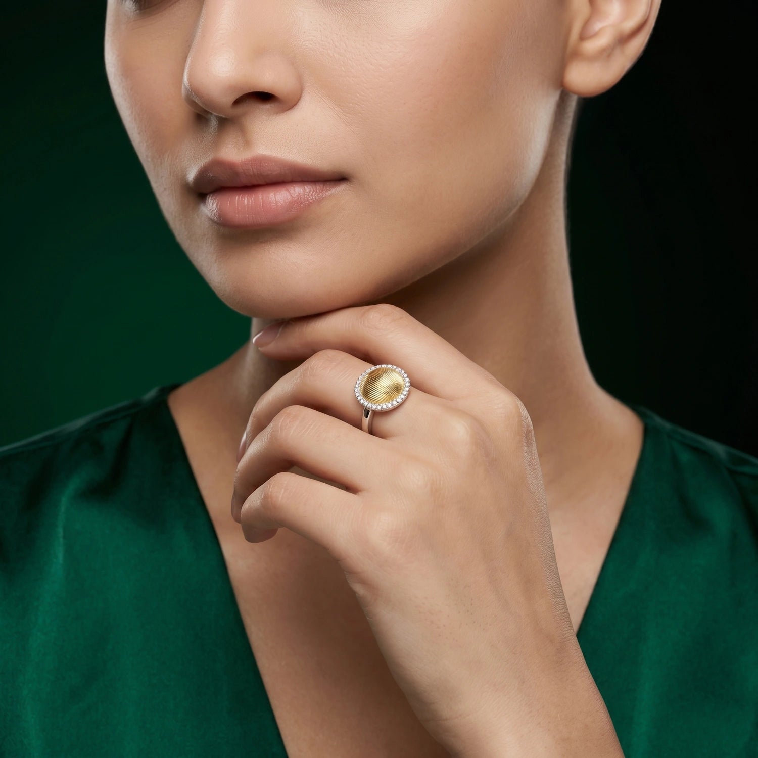 Golden Halo Textured Ring image 1