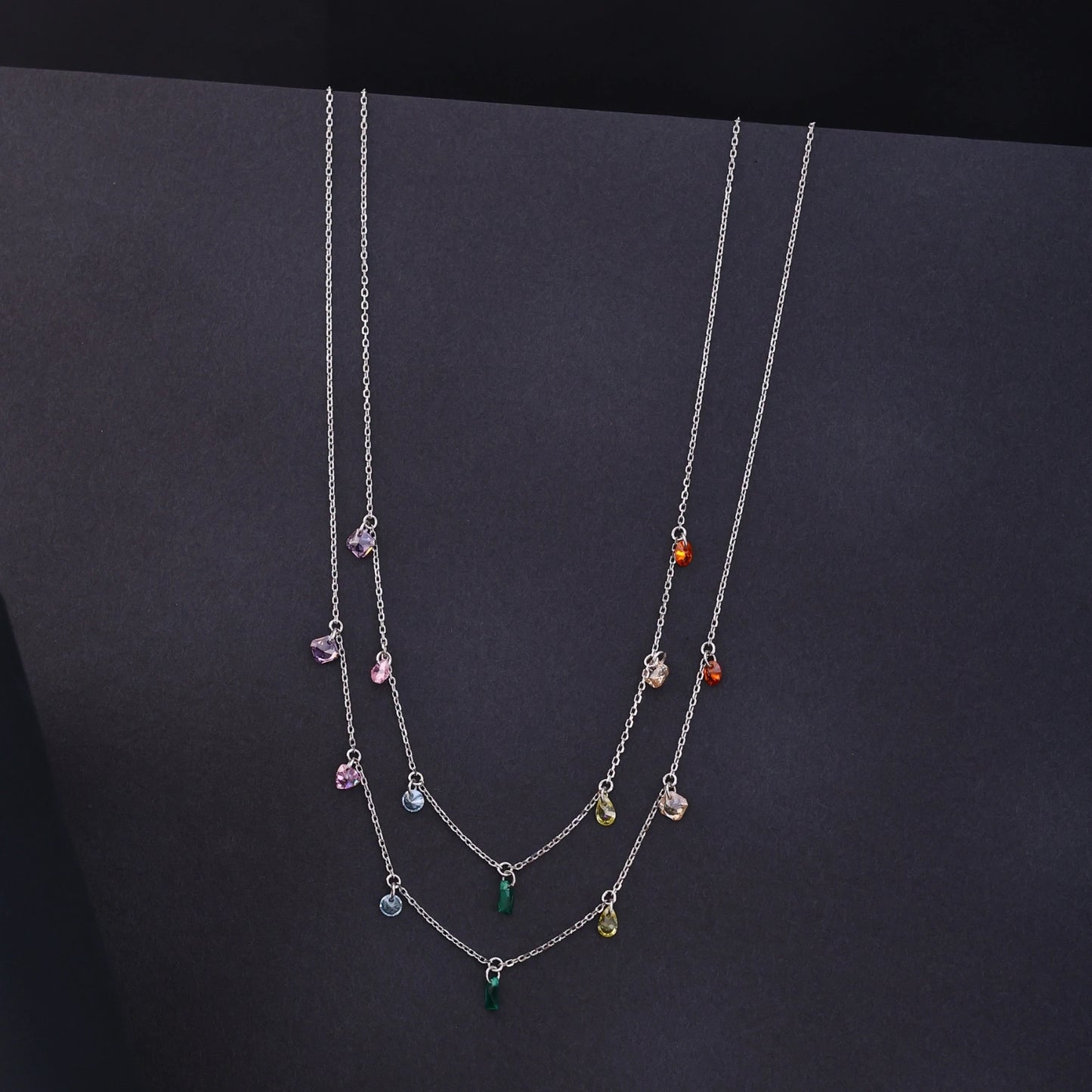 Rainbow Drop Layered Necklace image 0