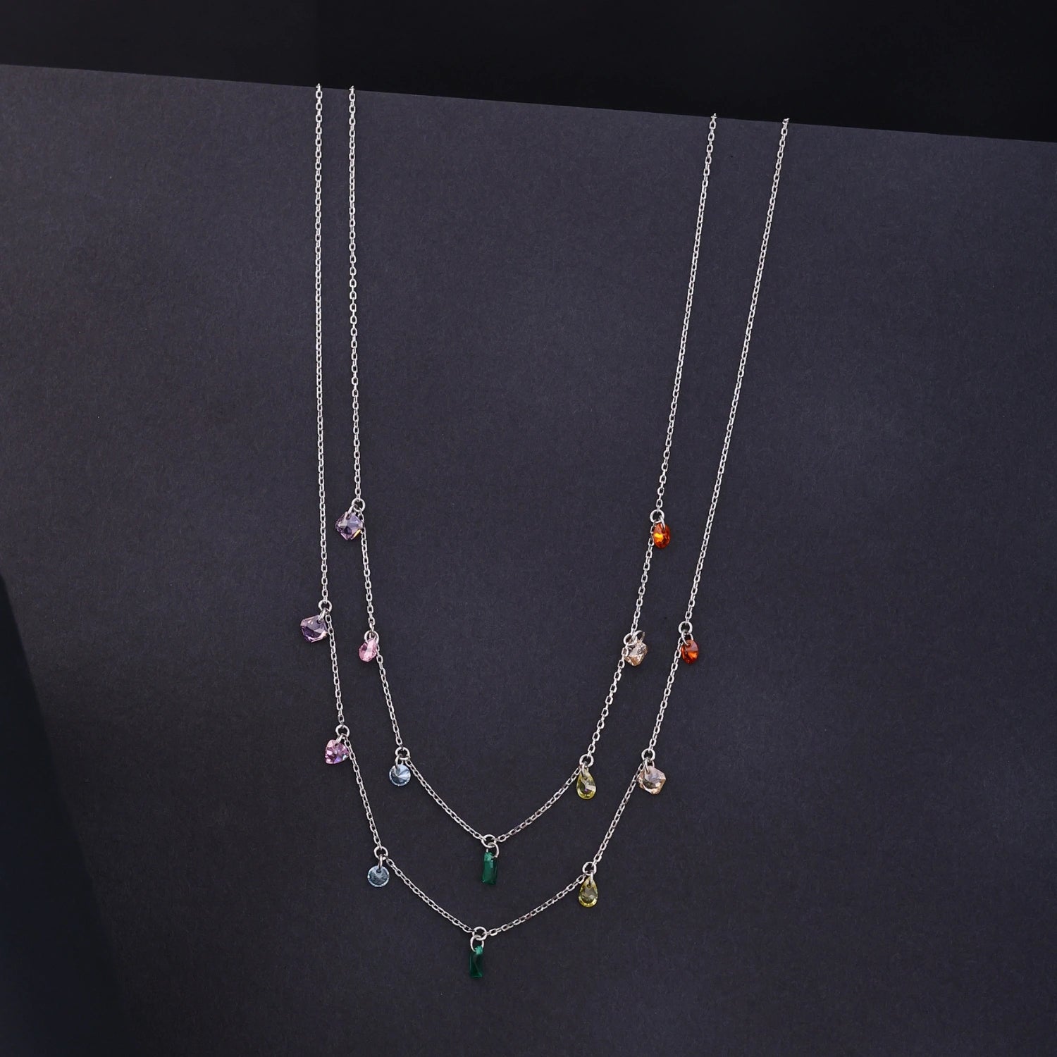 Rainbow Drop Layered Necklace image 0