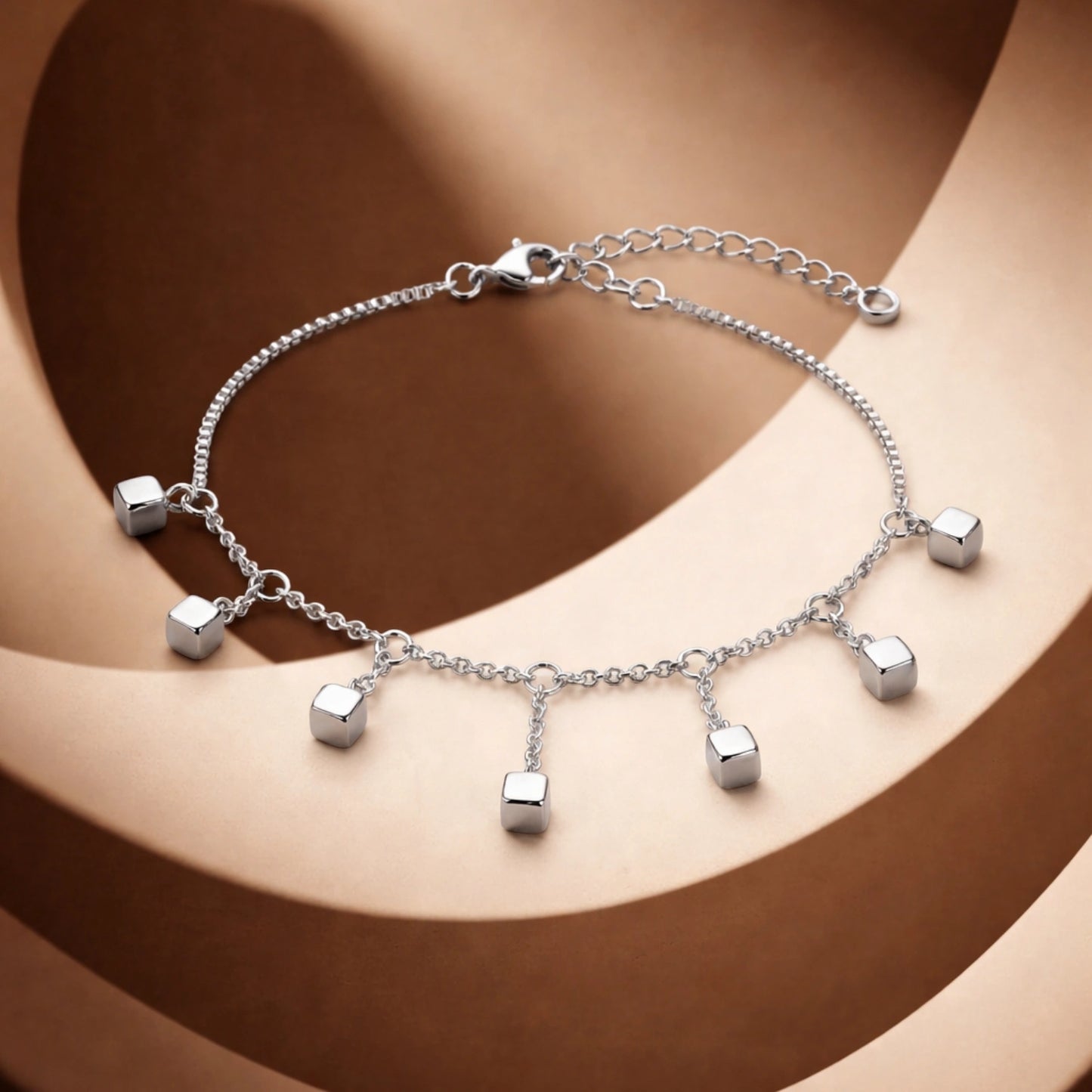 Silver Cube Charm Bracelet image 0