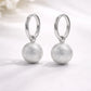 Silver Oval Hoop Ball Drop Earrings image 0