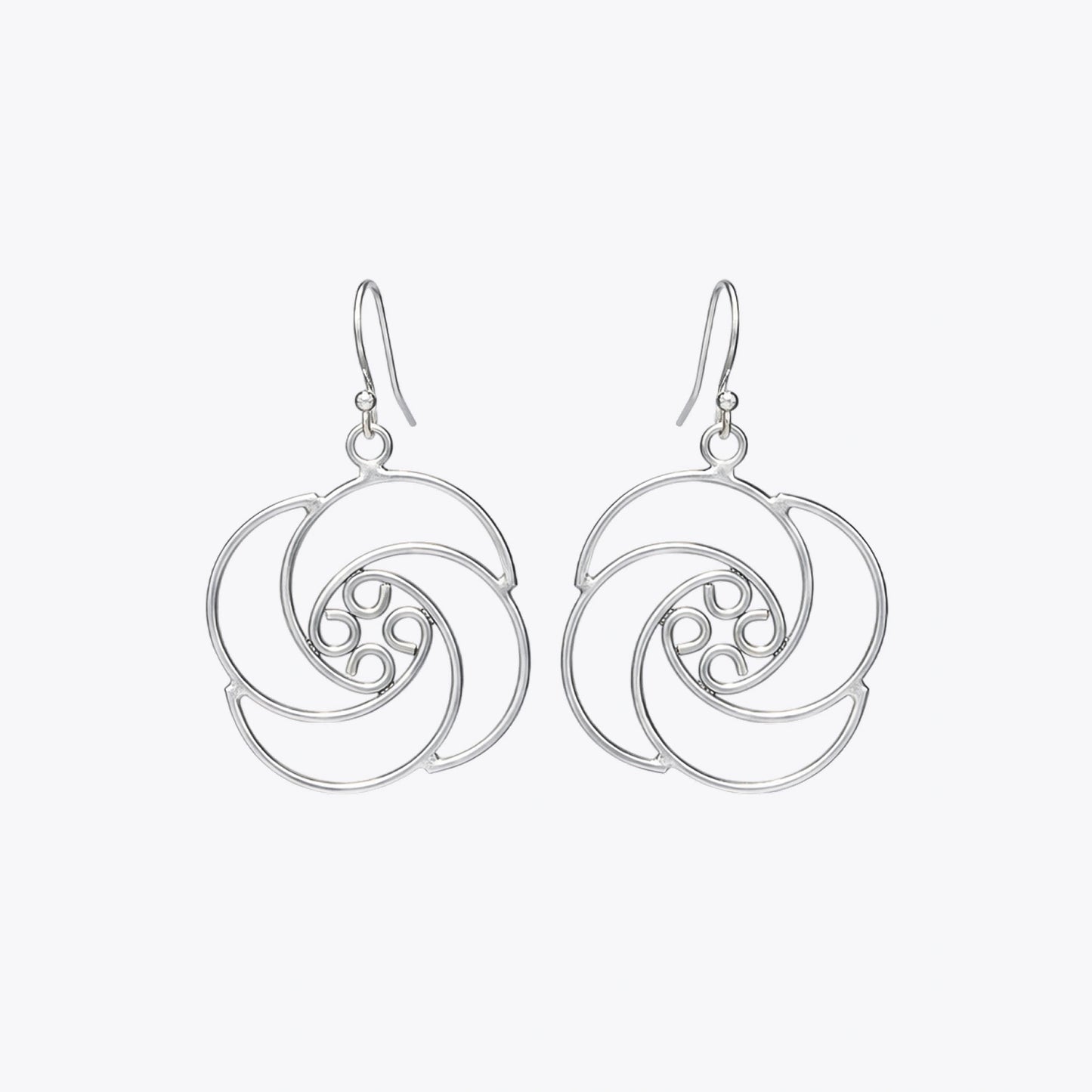 Silver Swirl Floral Drop Earrings image 2