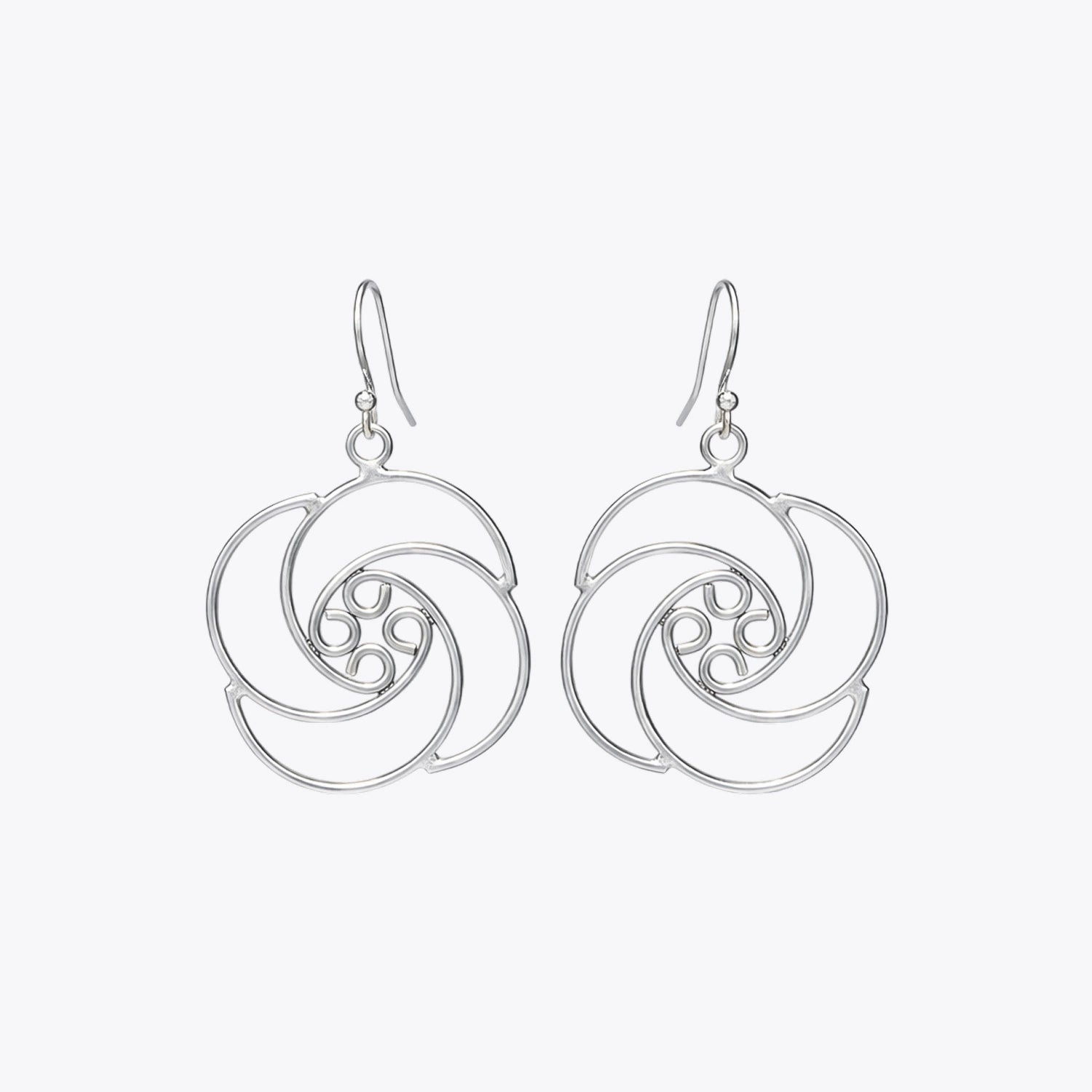 Silver Swirl Floral Drop Earrings image 2