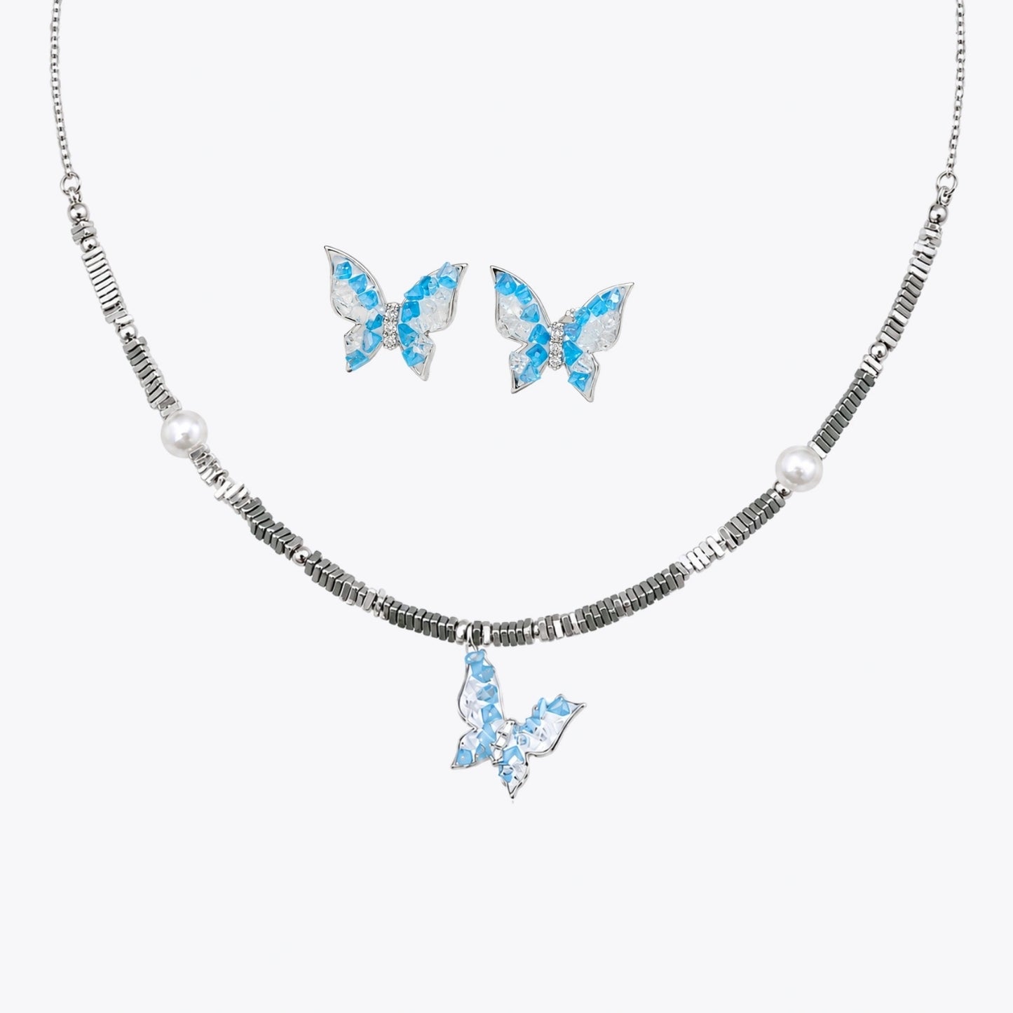 ALENCIA Azure Blossom Crystal &amp; Pearl Jewelry Set image 2