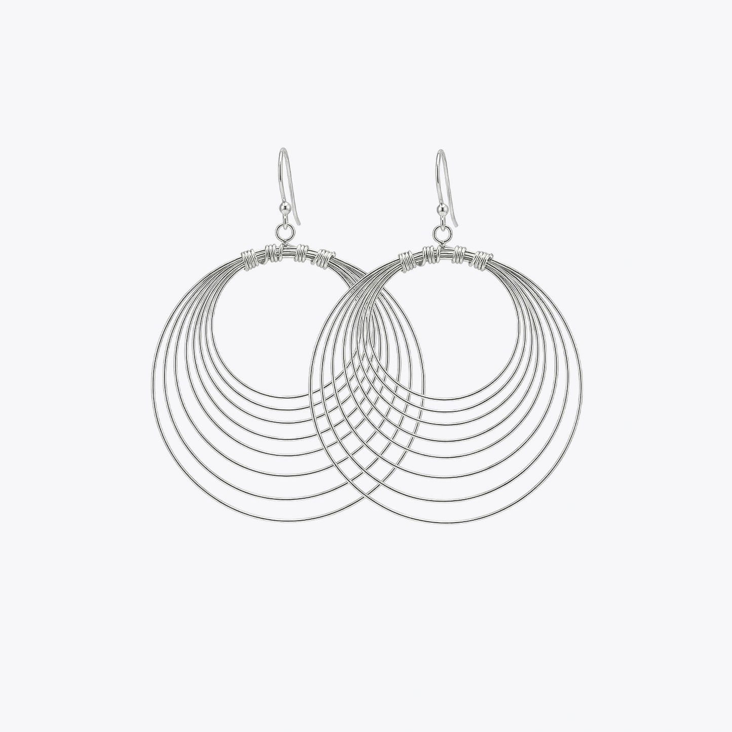 Silver Multi-Layer Hoop Drop Earrings image 2